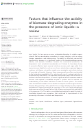 Cover page: Factors that influence the activity of biomass-degrading enzymes in the presence of ionic liquids—a review