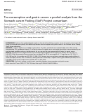 Cover page: Tea consumption and gastric cancer: a pooled analysis from the Stomach cancer Pooling (StoP) Project consortium