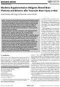 Cover page: Blueberry Supplementation Mitigates Altered Brain Plasticity and Behavior after Traumatic Brain Injury in Rats.