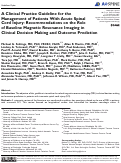 Cover page: A Clinical Practice Guideline for the Management of Patients With Acute Spinal Cord Injury: Recommendations on the Role of Baseline Magnetic Resonance Imaging in Clinical Decision Making and Outcome Prediction