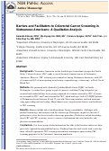 Cover page: Barriers and Facilitators to Colorectal Cancer Screening in Vietnamese Americans: A Qualitative Analysis