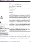 Cover page: Zinc against COVID-19? Symptom surveillance and deficiency risk groups