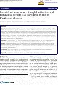 Cover page: Lenalidomide reduces microglial activation and behavioral deficits in a transgenic model of Parkinson’s disease