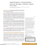 Cover page: Implementation of Immunization Services Through a Pediatric Urgent Care Clinic.