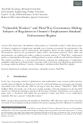 Cover page: “Vulnerable Workers” and Third Way Governance: Shifting Subjects of Regulation in Ontario’s Employment Standard Enforcement Regime