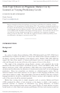 Cover page: Task Type Effects on Pragmatic Marker Use by Learners at Varying Proficiency Levels