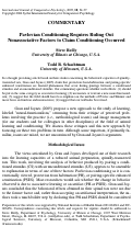 Cover page: Pavlovian Conditioning Requires Ruling Out Nonassociative Factors to Claim Conditioning Occurred