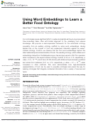 Cover page: Using Word Embeddings to Learn a Better Food Ontology