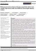 Cover page: Behavioural and psychosocial factors associated with 5‐year weight trajectories within the PORTAL Overweight/Obesity Cohort