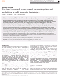 Cover page: Too hard to control: compromised pain anticipation and modulation in mild traumatic brain injury.