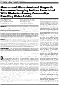 Cover page: Macro- and microstructural magnetic resonance imaging indices associated with diabetes among community-dwelling older adults.