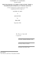 Cover page: The processing of direct discourse: When a subordinate speech act sticks around