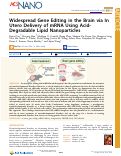 Cover page: Widespread Gene Editing in the Brain via In Utero Delivery of mRNA Using Acid-Degradable Lipid Nanoparticles