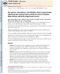 Cover page: Perceptions, expectations, and attitudes about communication with physicians among Chinese American and non-Hispanic white women with early stage breast cancer