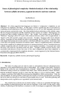 Cover page: Issues of Phonological Complexity: Statistical Analysis of the Relationship Between Syllable Structures, Segment Inventories and Tone Contrasts