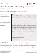 Cover page: Chronic toxicity of inhaled thymol in lungs and respiratory tracts in mouse model