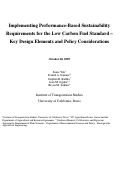 Cover page: Implementing Performance-Based Sustainability Requirements for the Low Carbon Fuel Standard – Key Design Elements and Policy Considerations