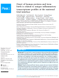 Cover page: Onset of human preterm and term birth is related to unique inflammatory transcriptome profiles at the maternal fetal interface