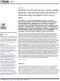 Cover page: Identifiers for the 21st century: How to design, provision, and reuse persistent identifiers to maximize utility and impact of life science data