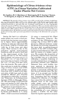 Cover page: Epidemiology of Citrus tristeza virus (CTV) in Citrus Varieties Cultivated Under Plastic Net Covers