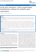 Cover page: Visual Gene Developer: a fully programmable bioinformatics software for synthetic gene optimization