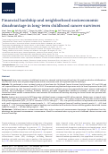 Cover page: Financial hardship and neighborhood socioeconomic disadvantage in long-term childhood cancer survivors