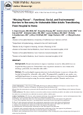 Cover page: Missing pieces--functional, social, and environmental barriers to recovery for vulnerable older adults transitioning from hospital to home.