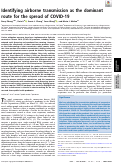 Cover page: Identifying airborne transmission as the dominant route for the spread of COVID-19