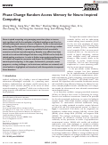 Cover page: Phase Change Random Access Memory for Neuro‐Inspired Computing