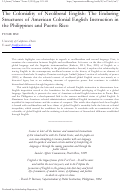 Cover page: The Coloniality of Neoliberal English: The Enduring Structures of American Colonial English Instruction in the Philippines and Puerto Rico