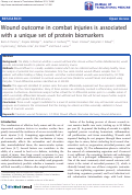 Cover page: Wound outcome in combat injuries is associated with a unique set of protein biomarkers