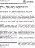 Cover page: Serum CA 19-9 as a Marker of Resectability and Survival in Patients with Potentially Resectable Pancreatic Cancer Treated with Neoadjuvant Chemoradiation