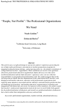 Cover page: “People, Not Profits”: The Professional Organizations We Need