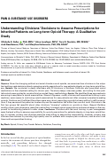 Cover page: Understanding Clinicians’ Decisions to Assume Prescriptions for Inherited Patients on Long-term Opioid Therapy: A Qualitative Study