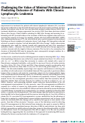 Cover page: Challenging the Value of Minimal Residual Disease in Predicting Outcome of Patients With Chronic Lymphocytic Leukemia