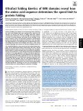 Cover page: Ultrafast folding kinetics of WW domains reveal how the amino acid sequence determines the speed limit to protein folding