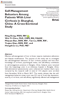 Cover page: Self-Management Behaviors Among Patients With Liver Cirrhosis in Shanghai, China: A Cross-Sectional Study