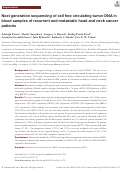 Cover page: Next generation sequencing of cell free circulating tumor DNA in blood samples of recurrent and metastatic head and neck cancer patients