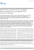 Cover page: Breast cancer-secreted miR-122 reprograms glucose metabolism in pre-metastatic niche to promote metastasis