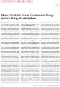 Cover page: The DOE Systems Biology Knowledgebase (KBase)