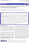 Cover page: Immune oncology, immune responsiveness and the theory of everything.