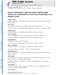 Cover page: System Transformation Under the California Mental Health Services Act: Implementation of Full-Service Partnerships in L.A. County