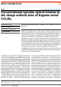 Cover page: Unconventional specular optical rotation in the charge ordered state of Kagome metal CsV3Sb5