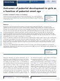 Cover page: Outcomes of pubertal development in girls as a function of pubertal onset age