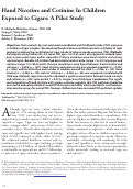 Cover page: Hand Nicotine and Cotinine In Children Exposed to Cigars: A Pilot Study