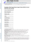 Cover page: Evaluation of the Toyota Human Support Robot (HSR) for Social Interaction and Learning.