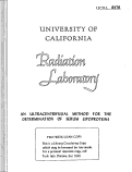 Cover page: AN ULTRACENTRIFUGAL METHOD FOR THE DETERMINATION OF SERUM LIPOPROTEINS