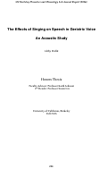 Cover page: The Effects of Singing on Speech in Geriatric Voice: An Acoustic Study