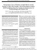 Cover page: Perioperative Care of Patients at High Risk for Stroke During or After Non-cardiac, Non-neurological Surgery: 2020 Guidelines From the Society for Neuroscience in Anesthesiology and Critical Care