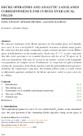 Cover page: Hecke operators and analytic Langlands correspondence for curves over local fields